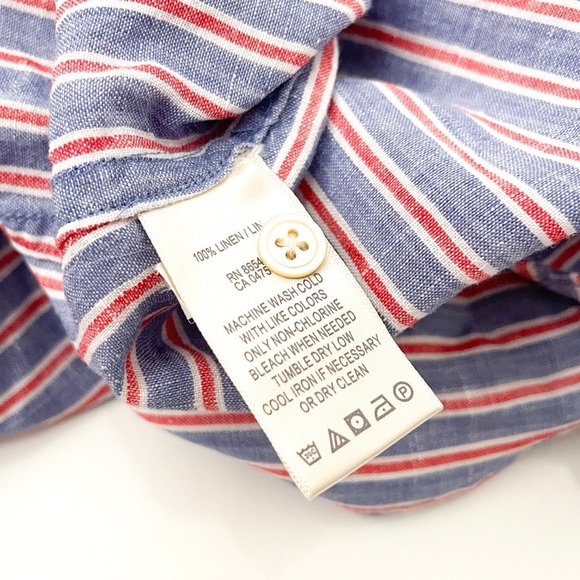 Tommy Bahama Cabana Blue & Red Striped 100% Linen Button Down Shirt Size XS - Picture 9 of 9